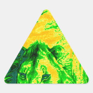 Night Vision Lion Art Fluorescent Print Triangle Sticker