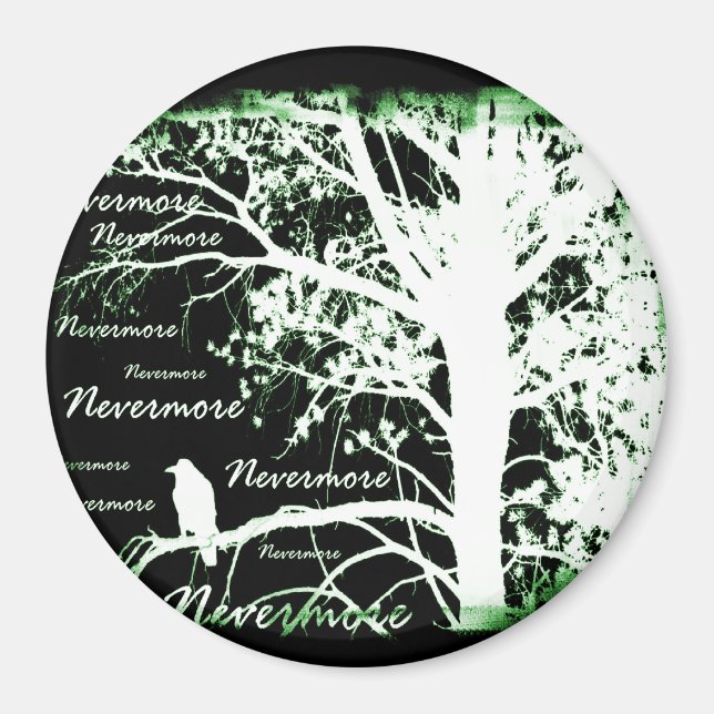 Night Vision Nevermore Raven Silhouette Magnet (Front)