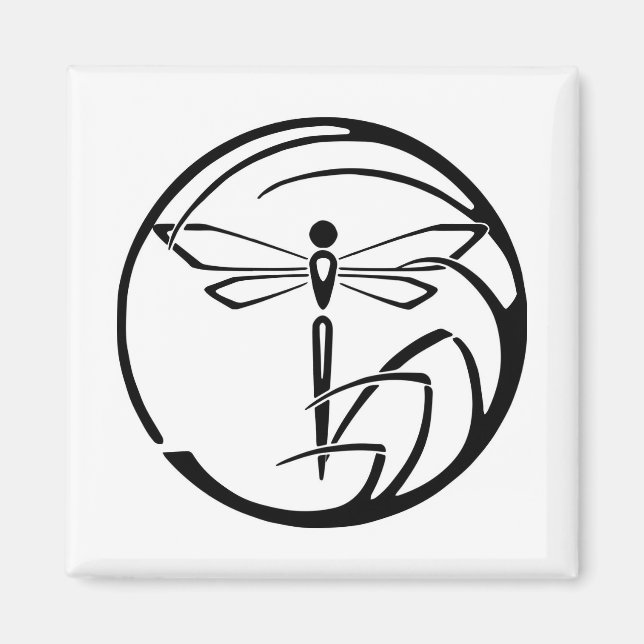 Night Warden - Dragonfly (black on white) Magnet (Front)
