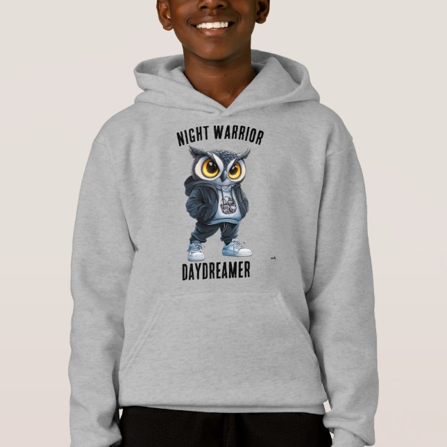 Night Warrior, Daydreamer Owl Hoodie – Trendy Teen (Front)