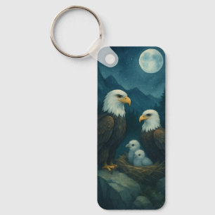 Night Watch - Eagle family under the stars Key Ring