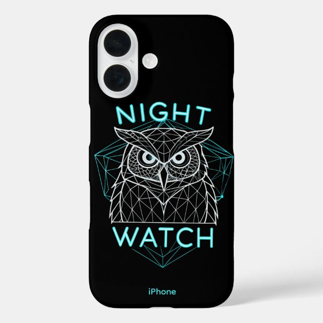  "Night Watch" Geometric Owl iPhone 16 Case (Back)