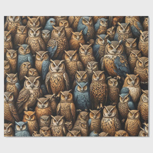 Night Watch: Owl Gathering Pattern Wrapping Paper