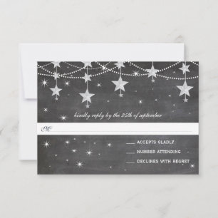 Night Wedding Navy Paper Lanterns Under the Stars RSVP Card