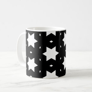 Night White Black Star Shape Pattern Coffee Mug