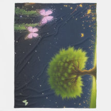 Night Willow Tree w/butterflies and fireflies