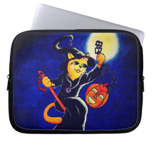 Night Witch Cat Laptop Sleeve