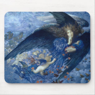 Night with her Train of Stars (Angel with Cherubs) Mouse Pad