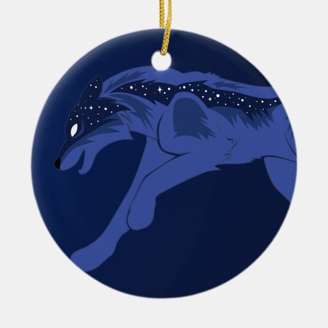 Night Wolf Ceramic Ornament (Front)