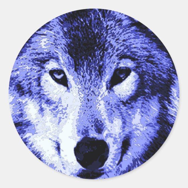 Night Wolf Classic Round Sticker (Front)