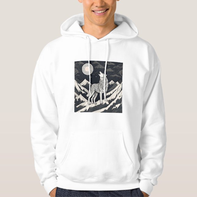 Night Wolf Howl – Moonlight & Forest Aesthetic Hoodie (Front)