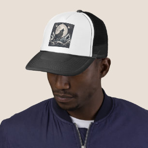 Night Wolf Howl – Moonlight & Forest Aesthetic Trucker Hat