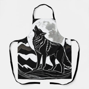 Night Wolf Silhouette Design Apron