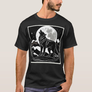 Night Wolf Silhouette Design T-Shirt