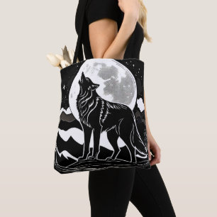 Night Wolf Silhouette Design Tote Bag