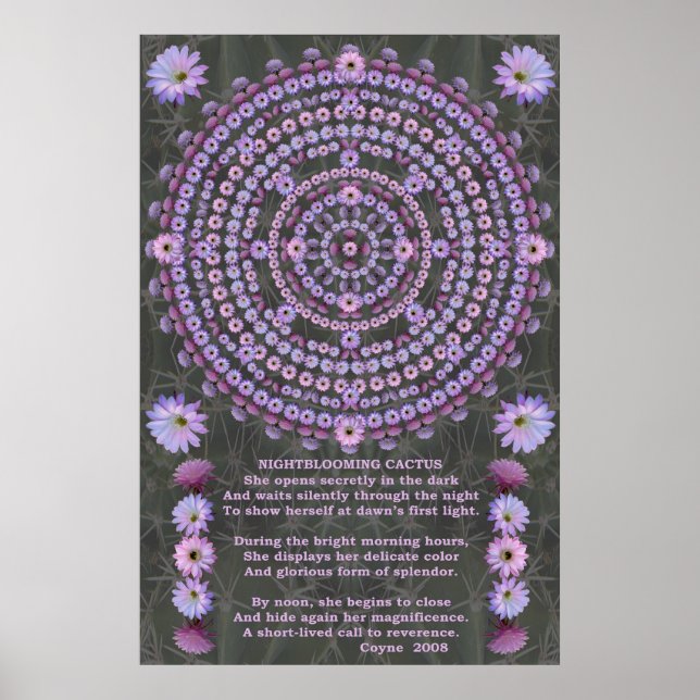 Nightblooming Mandala 5 with Poem Poster (Front)