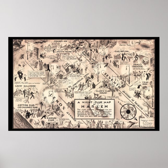 Nightclub Map of Harlem - 1932 Poster (Front)