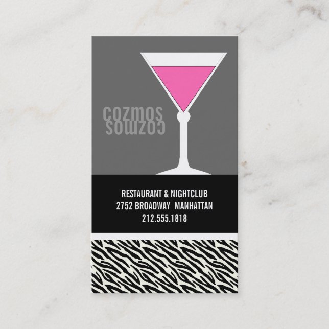Nightclub or Bartender Business Cards (Front)