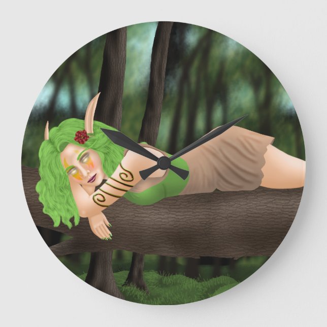 Nightelf child in the woods large clock (Front)
