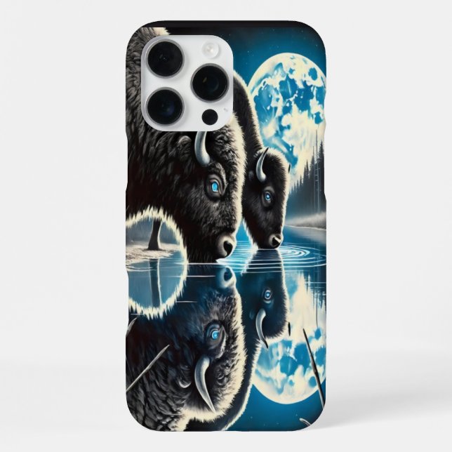 Nightfall Elegance: Buffalo Reflections iPhone Case (Back)