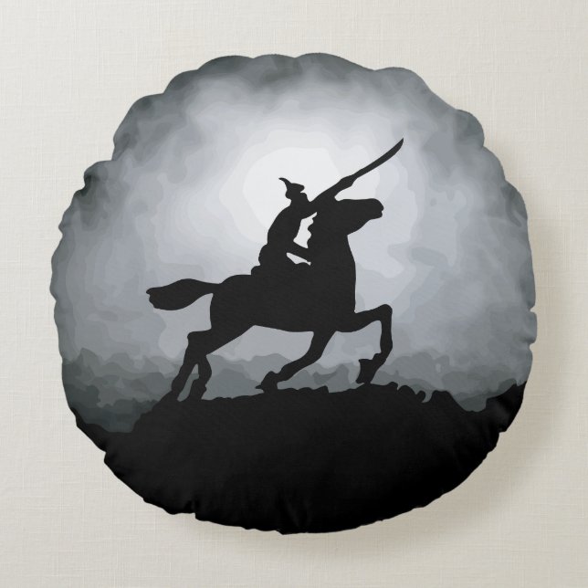 Nightfall Triumph: Knight in Fog Round Cushion (Front)