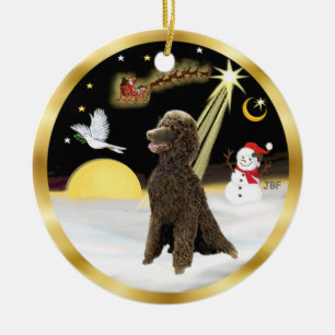 NightFlight-  Chocolate Standard Poodle Ceramic Ornament