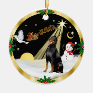 NightFlight-  Doberman Pinscher Ceramic Tree Decoration