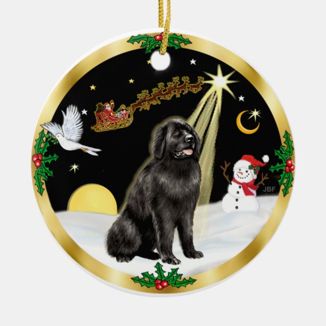 NightFlight-  Newfoundland Ceramic Tree Decoration (Front)