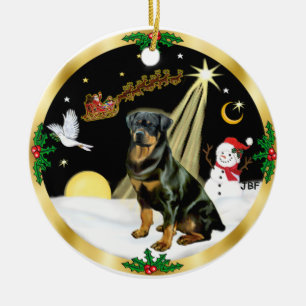 NightFlight-  Rottweiler Ceramic Ornament