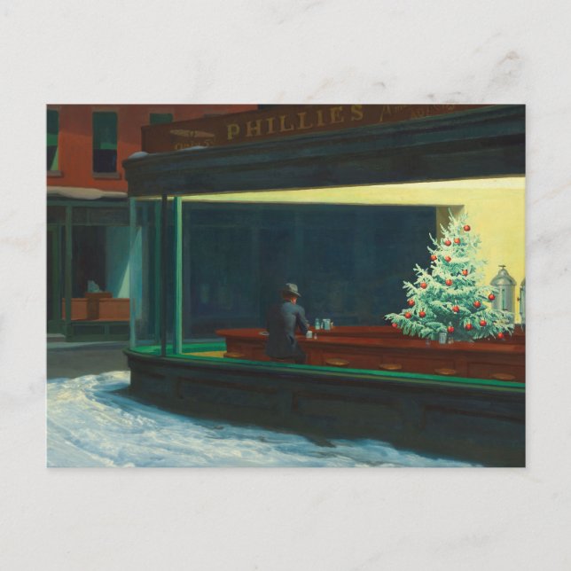 Nighthawks at Christmas Announcement Postcard (Front)