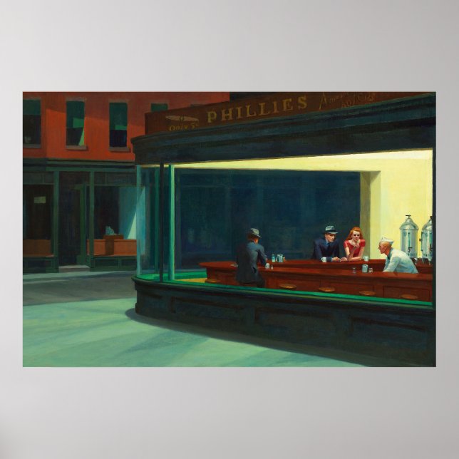 Nighthawks" by Edward Hopper Poster (Front)