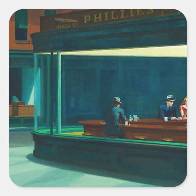 Nighthawks Edward Hopper Square Sticker (Front)