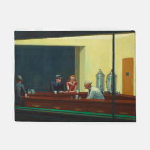 Nighthawks painting by Edward Hopper Doormat