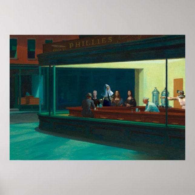 Nighthawks - Time travellers - Edward Hopper Poster (Front)