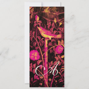 NIGHTINGALE AND ROSES MONOGRAM,Red Black Champagne Invitation