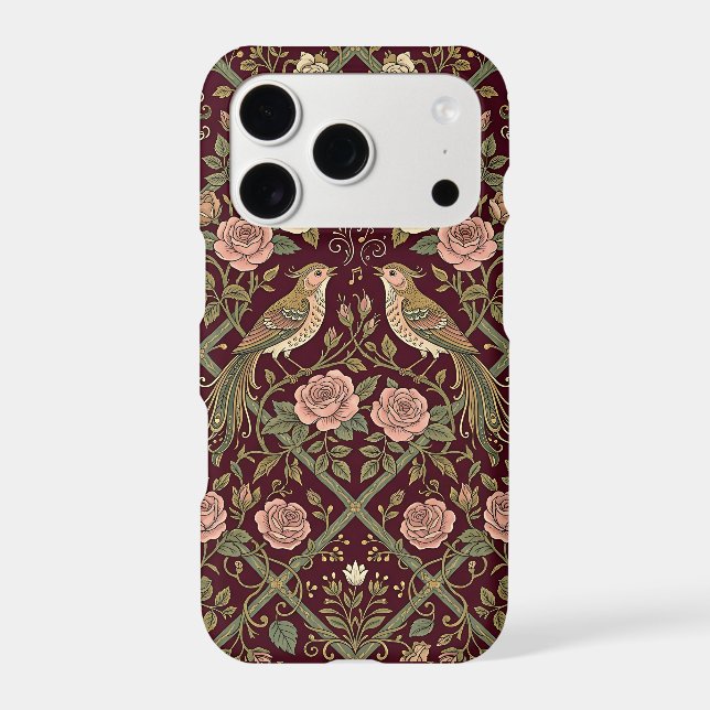 Nightingale Rose Pattern iPhone 17 Pro Case (Back)