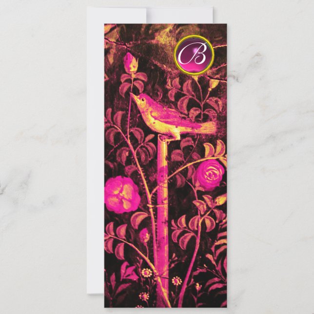 NIGHTINGALE,ROSES MONOGRAM, Pink Black Programme Invitation (Front)