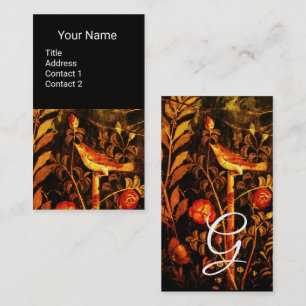 NIGHTINGALE,ROSES MONOGRAM Red Yellow Black Floral Business Card