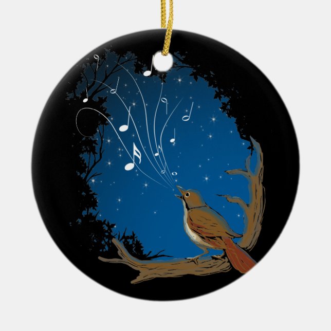 Nightingale Song Ceramic Tree Decoration (Front)