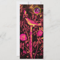 NIGHTINGALE WITH ROSES MONOGRAM, Pink Black Gold