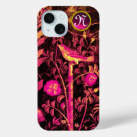 NIGHTINGALE WITH ROSES MONOGRAM, Pink Black Yellow