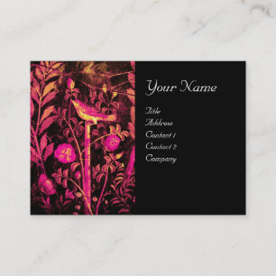 NIGHTINGALE WITH ROSES MONOGRAM ,Pink Yellow Black Business Card