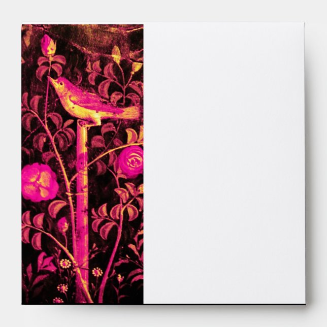 NIGHTINGALE WITH ROSES , Pink Black White Envelope (Front)