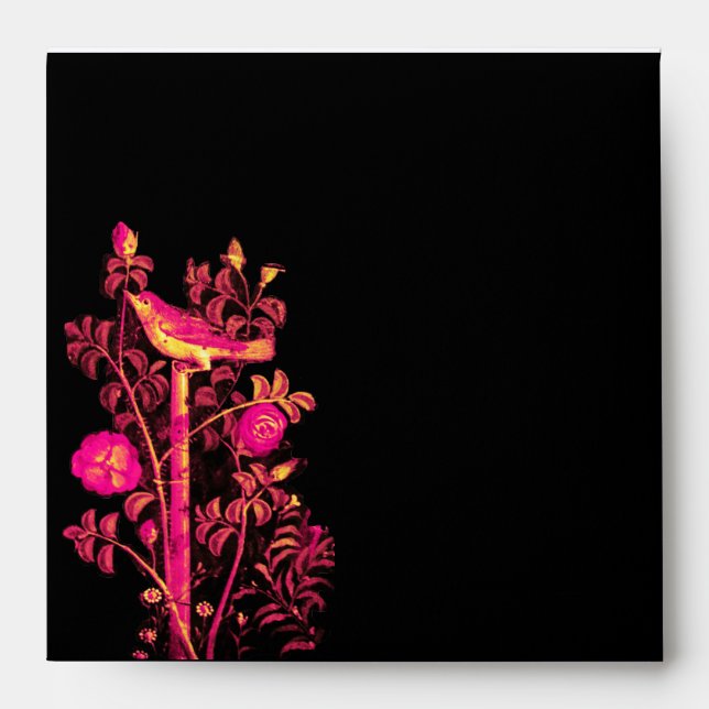 NIGHTINGALE WITH ROSES , Pink Black White Envelope (Front)
