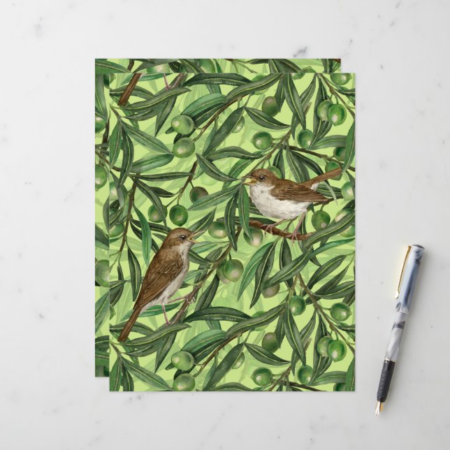 Nightingales in the olive tree 2 (Front/Back In Situ)