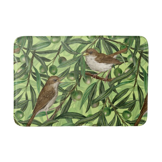 Nightingales in the olive tree 2 bath mat (Front)