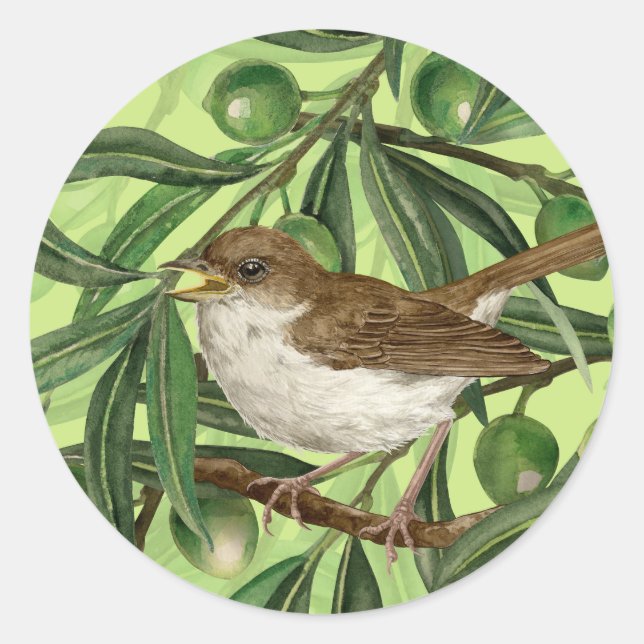 Nightingales in the olive tree 2 classic round sticker (Front)