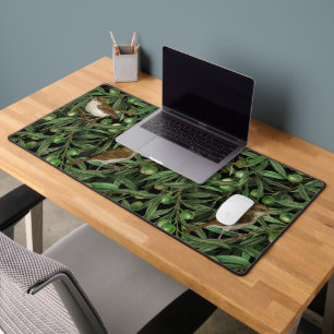 Nightingales in the olive tree 3 desk mat