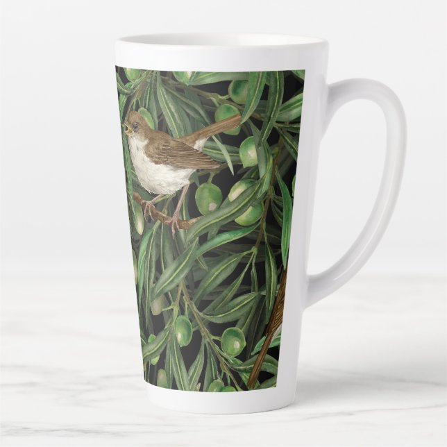 Nightingales in the olive tree 3 latte mug (Right)
