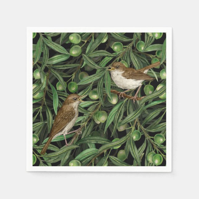 Nightingales in the olive tree 3 napkin (Front)